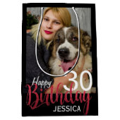 モダンカスタム写真と年齢誕生日 ミディアムペーパーバッグ (正面)