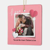 モダンカスタム写真と愛のメッセージ セラミックオーナメント (左)