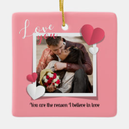 モダンカスタム写真と愛のメッセージ セラミックオーナメント