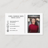 モダンカスタム写真と連絡白色 名刺 (裏面)