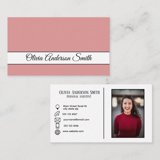 モダンカスタム写真と連絡赤面 名刺 (正面/裏面)