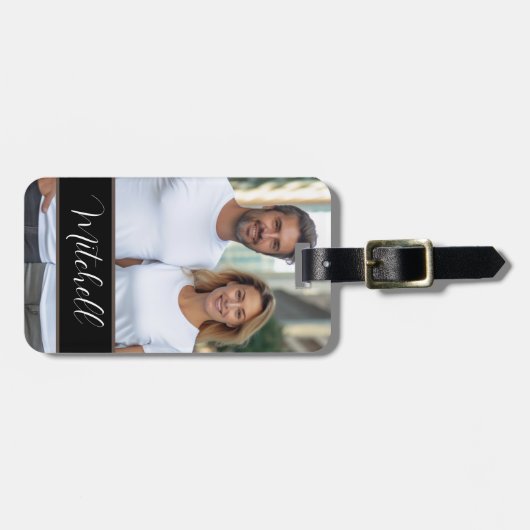 モダンカスタム写真シンプル黒ラゲージタグ ラゲッジタグ (正面横)