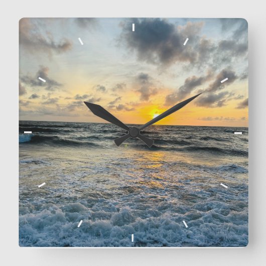 モダンカスタム写真パーソナライズされた壁 スクエア壁時計 (正面)