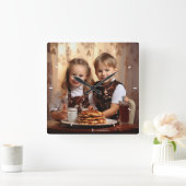 モダンカスタム写真パーソナライズされた壁 スクエア壁時計 (ホーム)