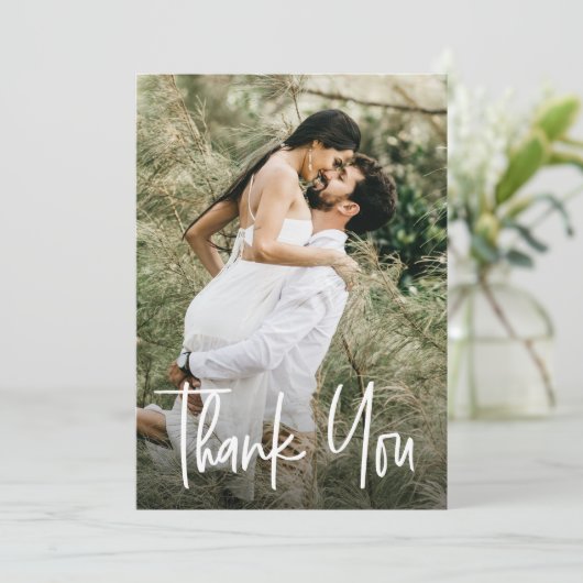 モダンカスタム写真ブライダルシャワースモールノート サンキューカード (スタンド正面)