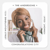 モダンカスタム写真卒業差出人住所 スクエアシール (正面)