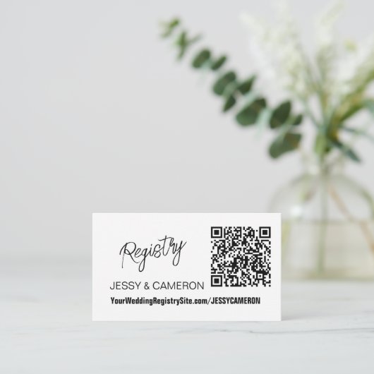 モダンカスタム写真QRコード結婚のレジストリ エンクロージャーカード (スタンド正面)