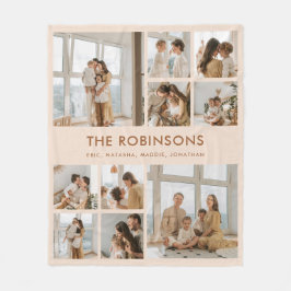 モダンカスタム名10フォトコラージュ フリースブランケット