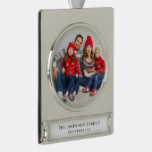 モダンカスタム家族の写真クリスマス シルバープレートバナーオーナメント (右)