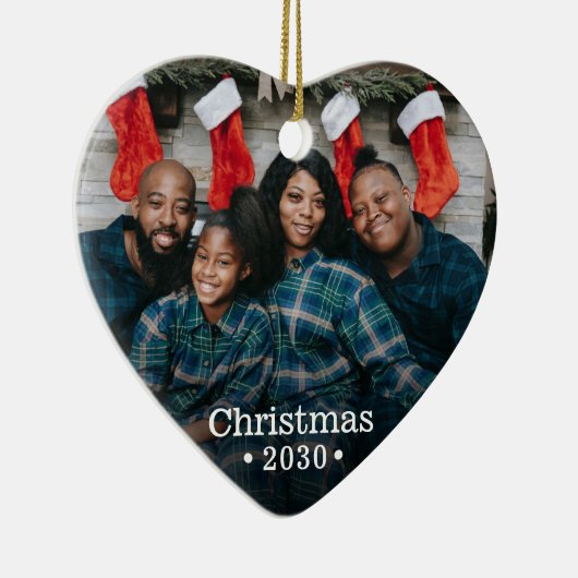 モダンカスタム家族の写真ハート セラミックオーナメント (右)
