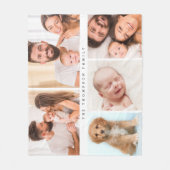 モダンカスタム家族の名前と写真 フリースブランケット (正面)