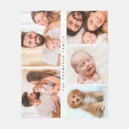 モダンカスタム家族の名前と写真 フリースブランケット