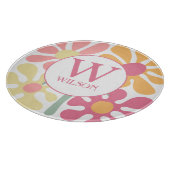 モダンカスタム家族の水彩花ピンク文字 カッティングボード (角)