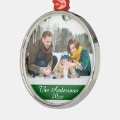 モダンカスタム家族フォトシルバー メタルオーナメント (左)