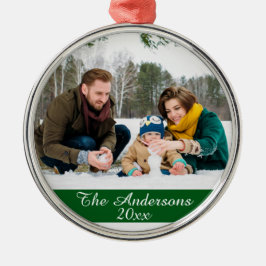 モダンカスタム家族フォトシルバー メタルオーナメント