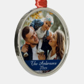 モダンカスタム家族フォトシルバー メタルオーナメント (右)