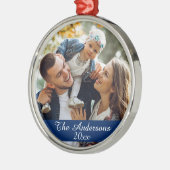 モダンカスタム家族フォトシルバー メタルオーナメント (左)