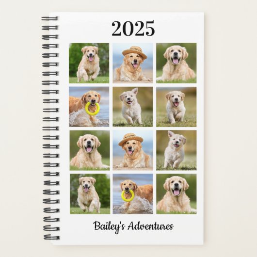 モダンカスタム家族ペット犬12フォトコラージュ プランナー手帳 (正面)