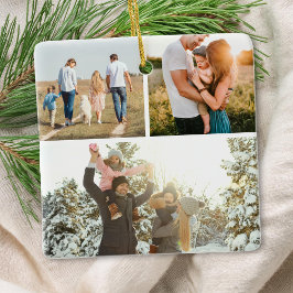 モダンカスタム引用文パーソナライズされた3 Photo Collage セラミックオーナメント