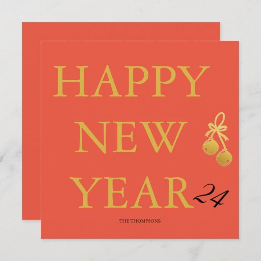モダンカスタム文字ハッピーニューイヤー編集可能はっきりした シーズンカード (正面/裏面)