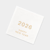モダンカスタム文字ハッピーニューイヤー2026年パーティー金ゴールド 箔ナプキン (左)