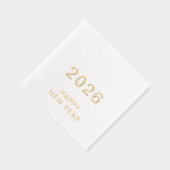 モダンカスタム文字ハッピーニューイヤー2026年パーティー金ゴールド 箔ナプキン (右)
