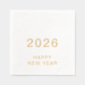 モダンカスタム文字ハッピーニューイヤー2026年パーティー金ゴールド 箔ナプキン (正面)