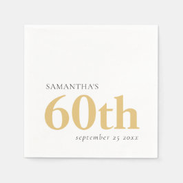 モダンカスタム文字ブラック金ゴールド60th名前日付 スタンダードカクテルナプキン