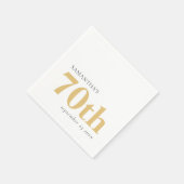 モダンカスタム文字ブラック金ゴールド70th名前日付 スタンダードカクテルナプキン (角)