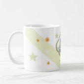 モダンカスタム星とオレンジ色の水彩写真 コーヒーマグカップ (左)