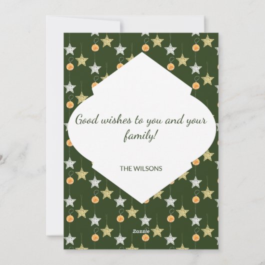 モダンカスタム星とオレンジ色の水彩写真 シーズンカード (裏面)