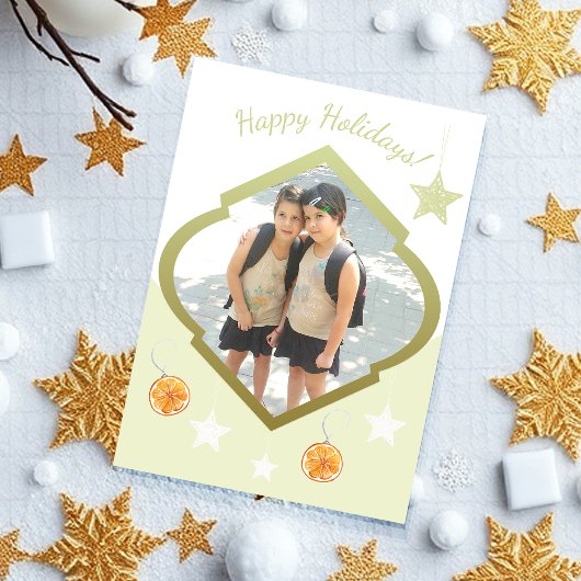 モダンカスタム星とオレンジ色の水彩写真 シーズンカード