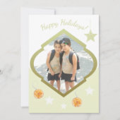 モダンカスタム星とオレンジ色の水彩写真 シーズンカード (正面)