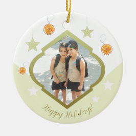 モダンカスタム星とオレンジ色の水彩写真 セラミックオーナメント