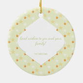 モダンカスタム星とオレンジ色の水彩写真 セラミックオーナメント (裏面)