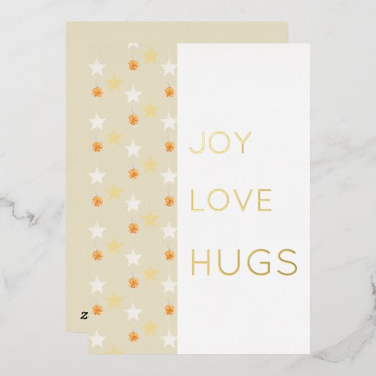 モダンカスタム星とオレンジ色の水彩 箔シーズンカード (正面/裏面)