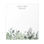 モダンカスタム水カラーユーカリ緑 ノートパッド (正面)