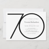 モダンカスタム白黒ミニマル70誕生日 招待状 (正面)