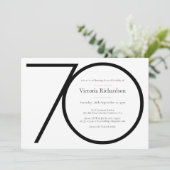 モダンカスタム白黒ミニマル70誕生日 招待状 (スタンド正面)