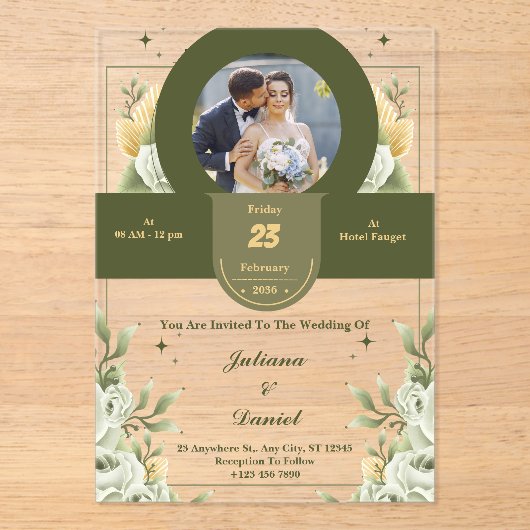 モダンカスタム結婚式招待状 アクリル招待状 (正面)