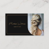 モダンカスタム美容師ブラックと金ゴールド 予約カード (正面)