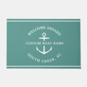 モダンカスタム船の名前ウェルカムアボードいかりドア ドアマット (正面)