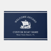 モダンカスタム船の船名歓迎の船のロゴ ドアマット (正面)