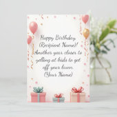 モダンカスタム誕生日カーパーソナライズされたド名 サンキューカード (スタンド正面)