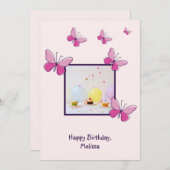 モダンカスタム赤面ハッピーバースデーカード 招待状 (正面/裏面)