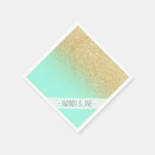 モダンカスタム金ゴールドグラデーションターコイズブロック スタンダードカクテルナプキン (角)