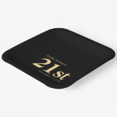 モダンカスタム金ゴールド黒21番目の名前の日付 ペーパープレート (傾斜あり)