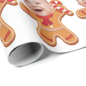 モダンカスタム顔フォトジンジャーブレッドクリスマスベビー ラッピングペーパー (ロールコーナー)