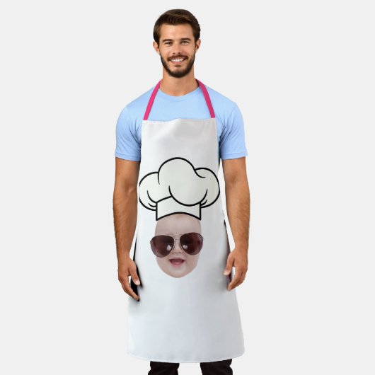 モダンカスタム顔写真ギフパーソナライズされたト エプロン (着用した状態)
