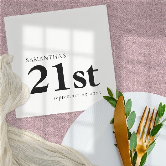 モダンカスタム黒文字21st氏名日付 スタンダードカクテルナプキン